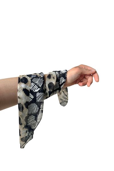 MAZEN Zebra Leopard Asymmetrical Patterned Chiffon Scarf 45X45 cm