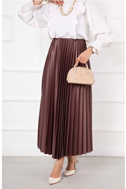 HEDİYE GİYİM 0008 Model Fusta Pliș din piele