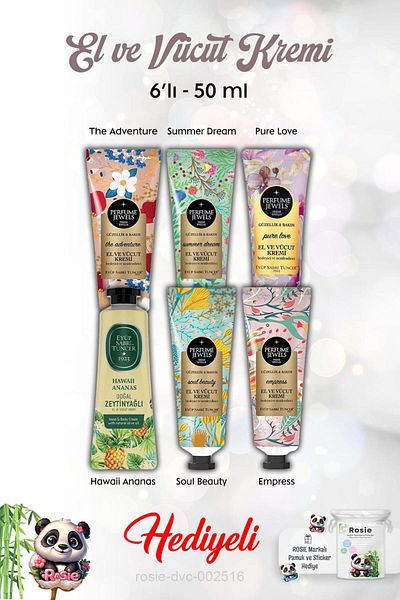Eyüp Sabri Tuncer Hand Cream 6 Pcs 50 ml Hawaii Pineapple, Pure Love, Summer Dream, the Adventure, Empress, Soul Beauty and R
