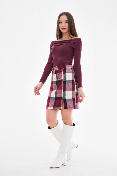 VOVSTYLE Women's Mini Checked Plaid Skirt