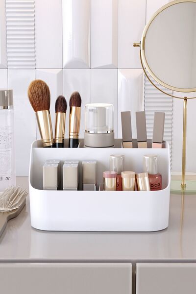 Pufwin Home Pufwin Papatya Makeup And Cosmetics Organizer Box Organizer White