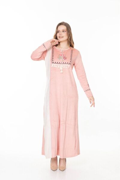 mervemoda Women's Long Sleeve Velvet Dress