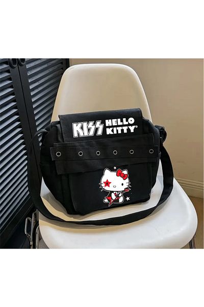 Aesthia Geantă Messenger Kiss X cu imprimeu Hello Kitty RocknRoll Partnership -mingalondon