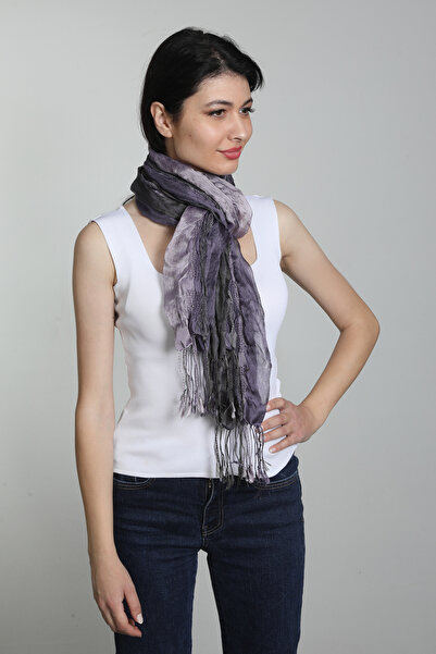 Mystic Bordo Ve Siyah Renkli saten ipek şal fular