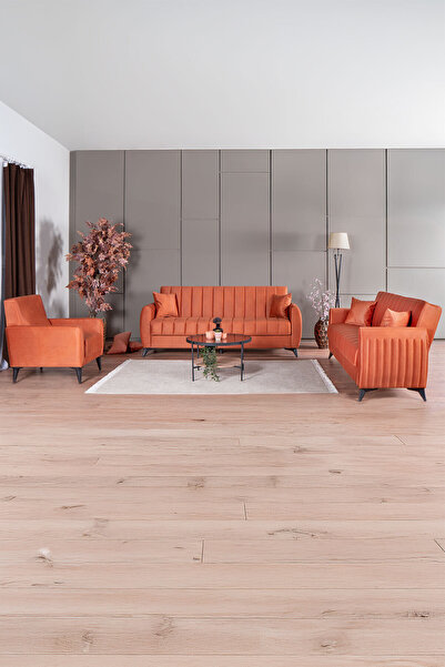 Kilim Mobilya Linda Koltuk Takımı 3 3 B Turuncu