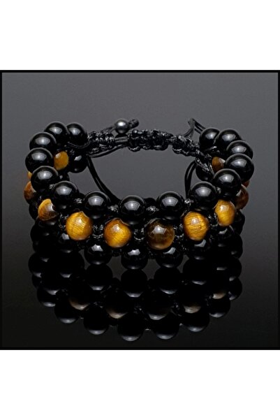 Seven Art Jewelry Doğal Taş Bileklik, Kaplan Gözü ve Oniks Bileklik, Erkek Bi...