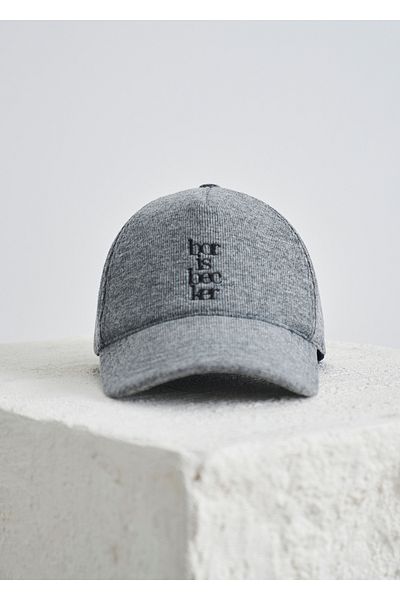 Boris Becker Gray Melange Color Logo Embroidered Leather Detailed Hat