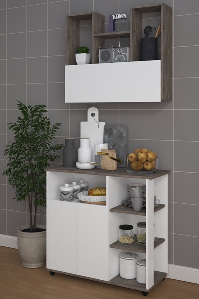 moka park avm 2 Kapaklı Çoklu Raflı Tekerlekli Üst Raflı Mikrodalga Fırın Dol...