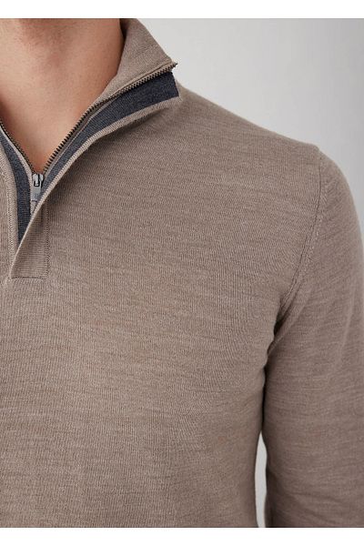 Boris Becker Beige Color Half Placket Knitwear