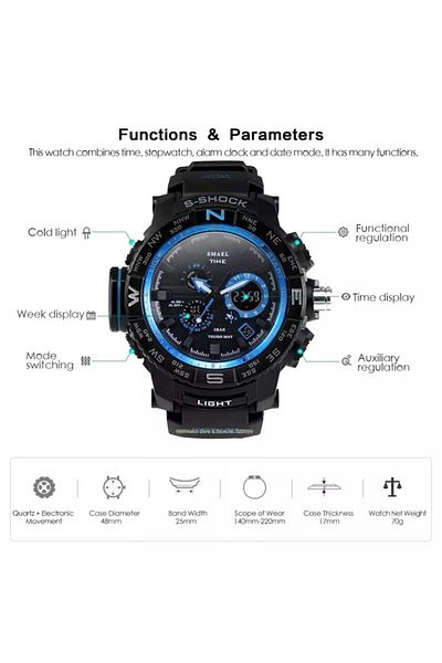 SMAEL Men's Wristwatch Analog Digital Sports Black Fashion Trend