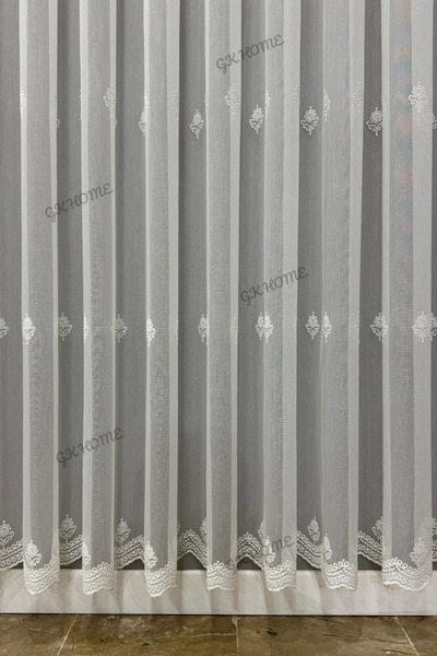 SAYDEMİR HOME Lüks Serpme Çiçek Desenli Motifli Salon Tül Perdesi 1/3 SIK PİLE