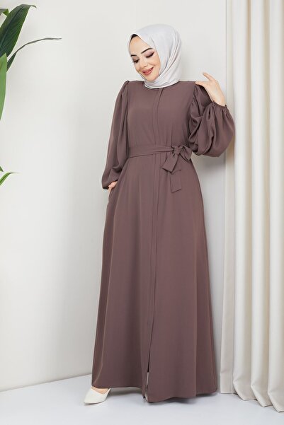 Zeynep Tesettür Ebrar Model Abaya - Vizon