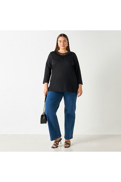 Ulla Popken LACE NECK TOP