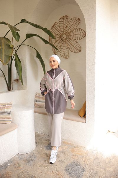 MİMİ Luxury Wear Γυναικείο κρεπ διπλό σετ με χιτώνα και παντελόνι