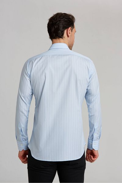 Bisse Platinum Regular Fit Long Sleeve Blue Men's Shirt