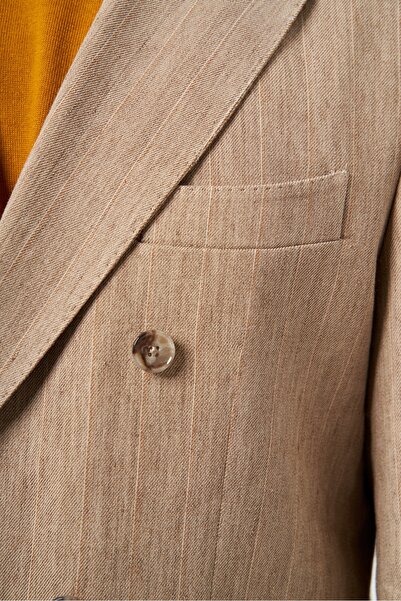 Bisse Erkek 6 Drop Kruvaze Ceket Camel