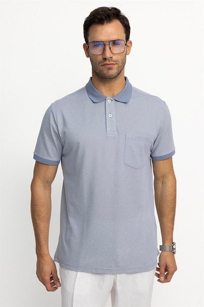 Tudors Men's Regular Fit Classic Cut Cotton Single Pocket Plain Pique Mink Polo Neck T-Shirt