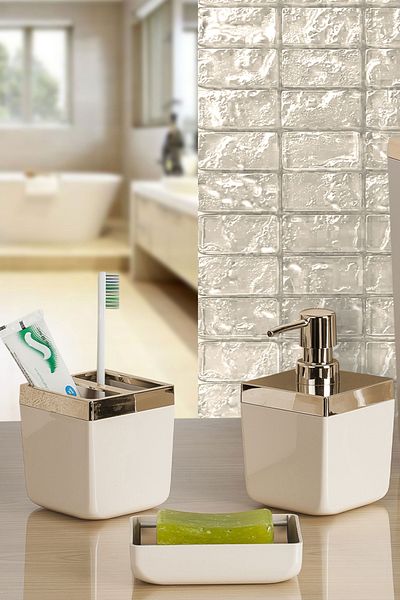 Prima Nova Tuscany Bathroom Set / Beige-Gold Frame