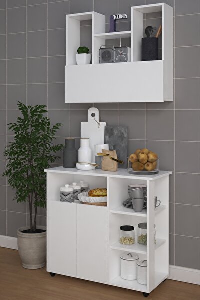 moka park avm 2 Kapaklı Çoklu Raflı Tekerlekli Üst Raflı Mikrodalga Fırın Dol...