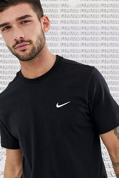 Nike Αθλητικά ρούχα Basic Tee Cotton Unisex Μαύρο καλοκαιρινό λεπτό μπλουζάκι μαύρο
