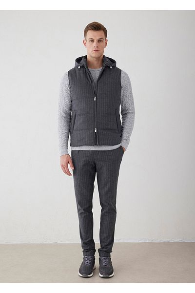 Boris Becker Anthracite Color Striped Detachable Hooded Vest