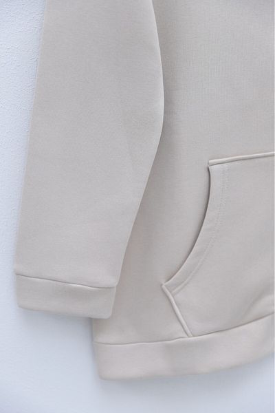 Modamorfo Fleece-Sweatshirt – mit Reißverschluss, Kapuzenpullover und Taschen, heller Nerz