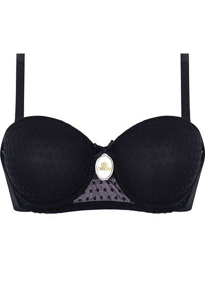 CHC Chocho Black Color Gathering Unfilled Lotus Bra