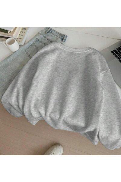 NO 601 Women's Cherry Printed Crew Neck Hoodless Sweatshirt