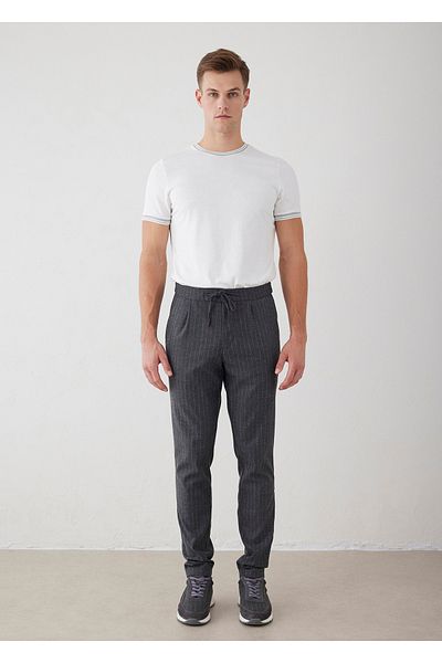Boris Becker Gray Color Striped Chino Pants