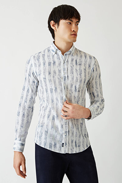 Bisse Slim Fit Long Sleeve Navy Blue Sports Men's Shirt