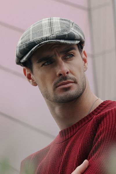 Nordbron Gray Plaid Model Comfortable Nali - Men's Seasonal Soft Cap