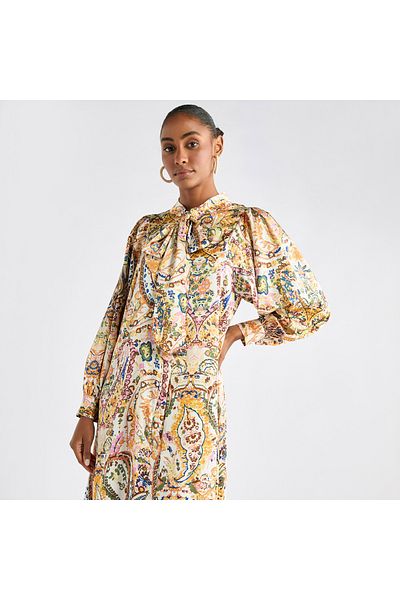 FAV PRINTED MAXI DRESS WITH FRONT TIE UP