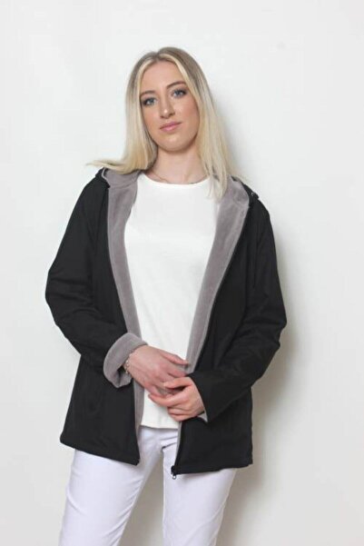 Cottoncool معطف مبطن بالصوف الأسود للنساء