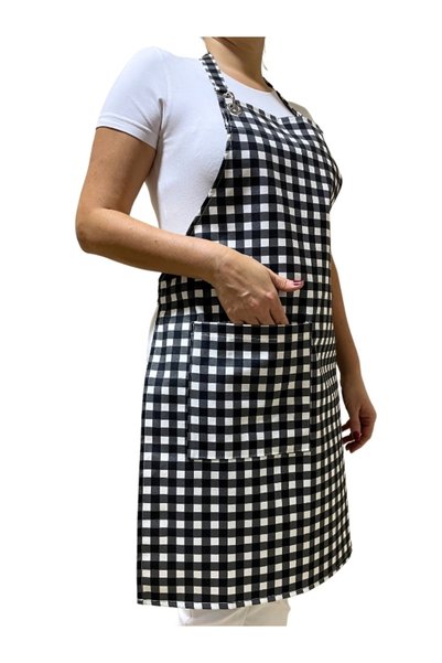 Enoteks Waterproof Kitchen Apron with Pockets, Checkered