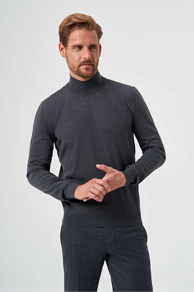Bisse Men's Basic Half Turtleneck Knitwear ANTHRACITE