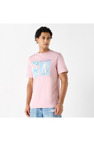 Lee Cooper Printed Crew Neck T-shirt With Short Sleeves