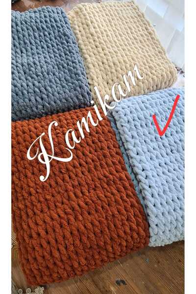 KAMİKAM 100x150 Плюшевий оксамитовий плед для телевізора - м'який, ручної роб...