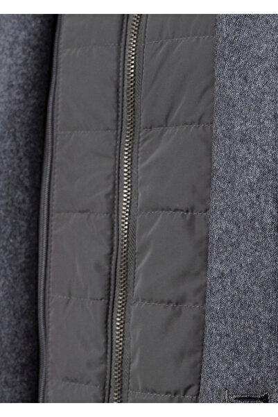 Boris Becker Antrasit Renk Çıkarılabilir iç mostralı Yün Karışımlı Ceket