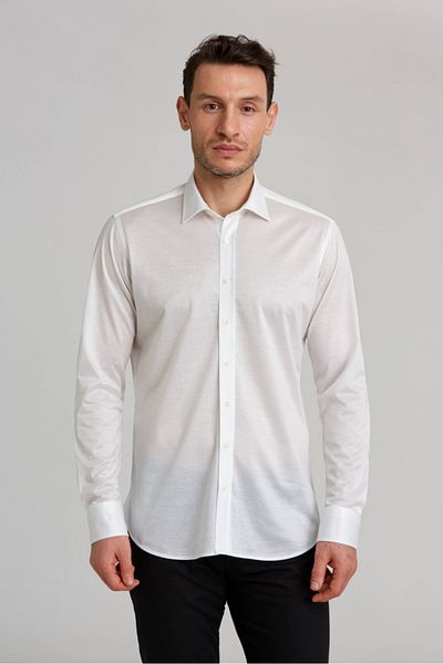Bisse Platinum Regular Fit Long Sleeve Navy Blue White Shirt