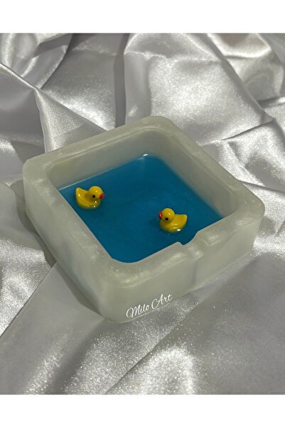 Milo Art Mini Ördek Temalı Epoksi Küllük Kül Tabağı ( Tek Oyuklu )