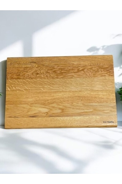 F&S WoodArt بلوط - خشب طبيعي - لوح تقطيع مصنوع يدويًا - لوح عرض ولحوم - حجم كبير 39 سم