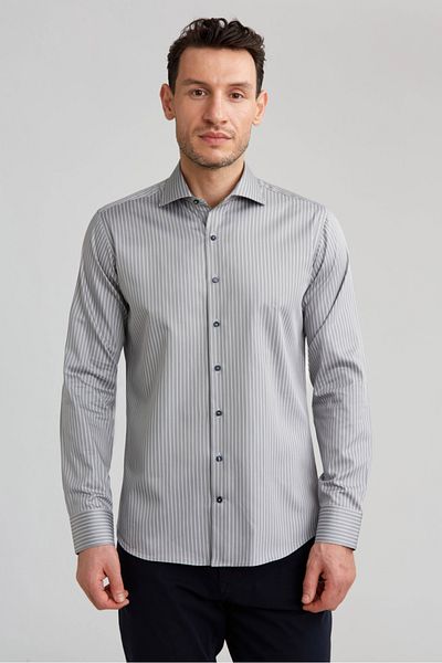 Bisse BISSE CLASSIC РЪКАВ РЕГУЛЯРЕН КРАЙ ИТАЛИАНСКА ЯКА КИНГ ТЪНКА ЛИНИЯ О. К.З. Сив