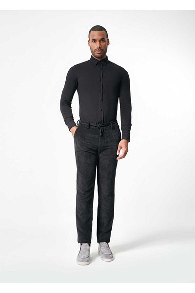 Boris Becker Black Color Waist Corded Velvet Trousers