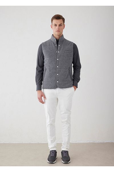 Boris Becker Gray Color Double-Sided Wearable Wool Blended Vest