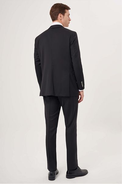 Bisse Men's 6 Drop Mono Collar Double Slit Suit BLACK