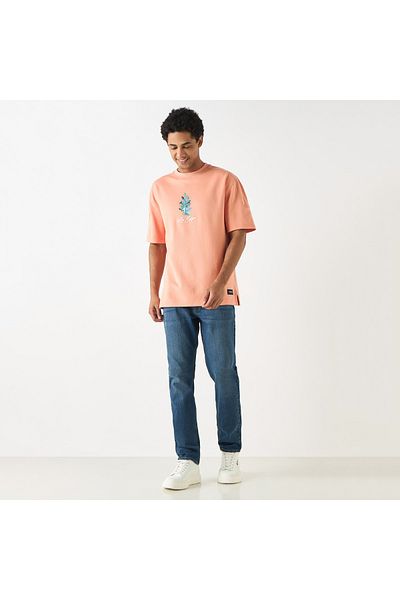 Lee Cooper Printed Crew Neck T-shirt With Short Sleeves