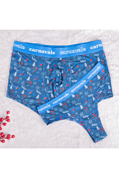 MODA Carnavale Desenli Mavi Couple