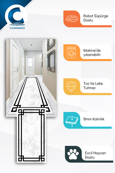 Confidence Home Machine washable non-slip base stain-resistant modern cutting runner kitchen runner carpet runner