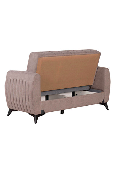 Kilim Mobilya Linda İki Kişilik Kanepe Yüksek Ayaklı Açık Kahverengi