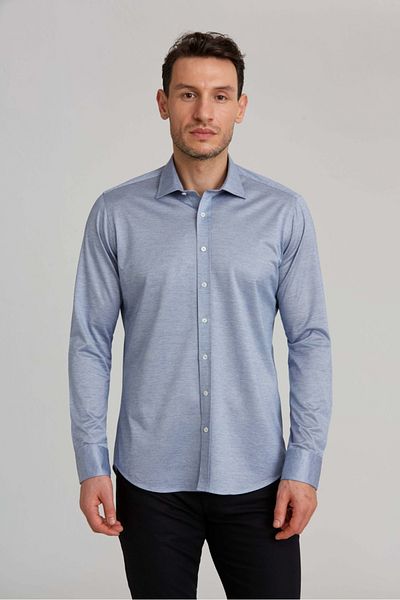 Bisse Platinum Regular Fit Long Sleeve Blue Men's Shirt